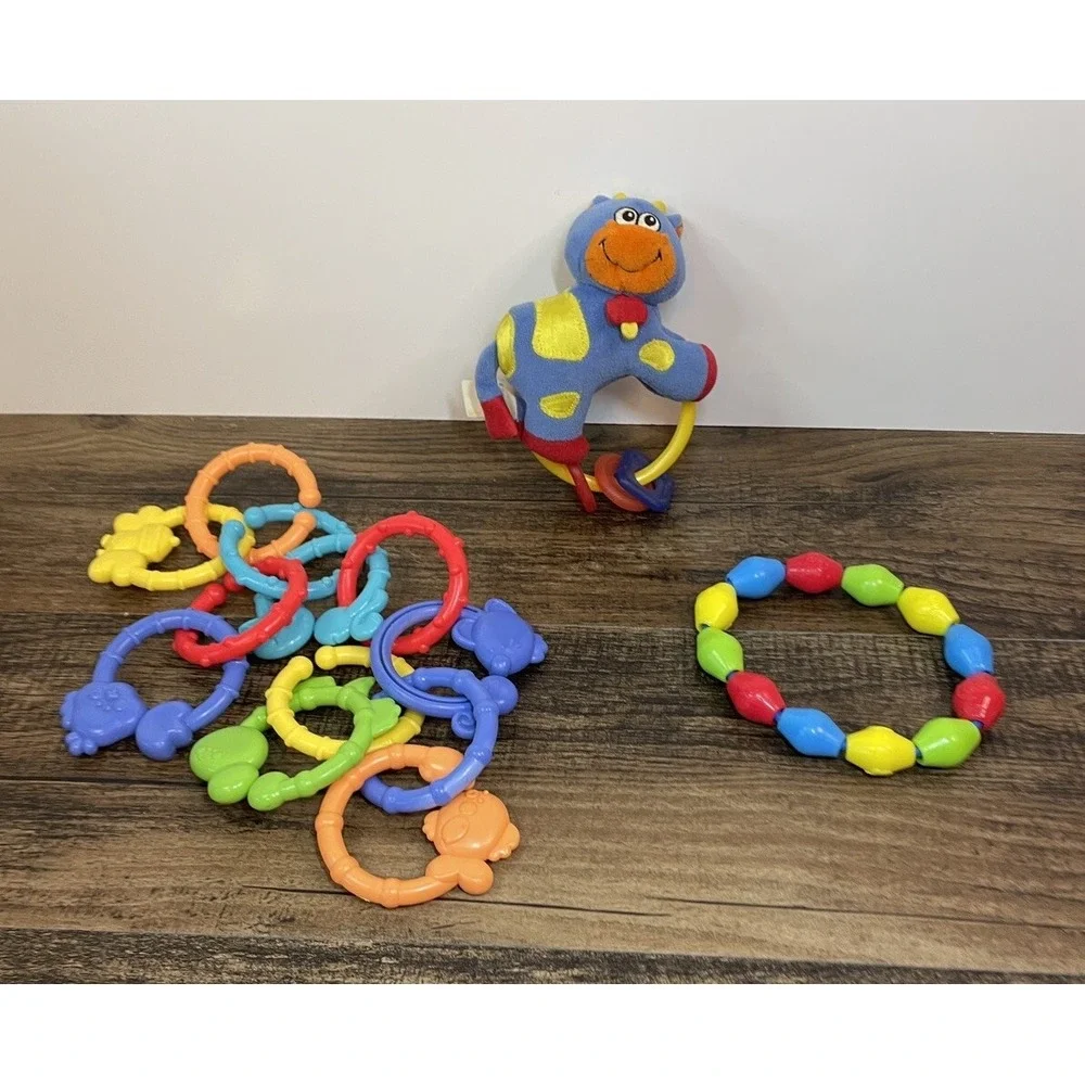 Baby Toy Lot Bead Animal Links Rings Plush Horse Teethers Colors Infant Play